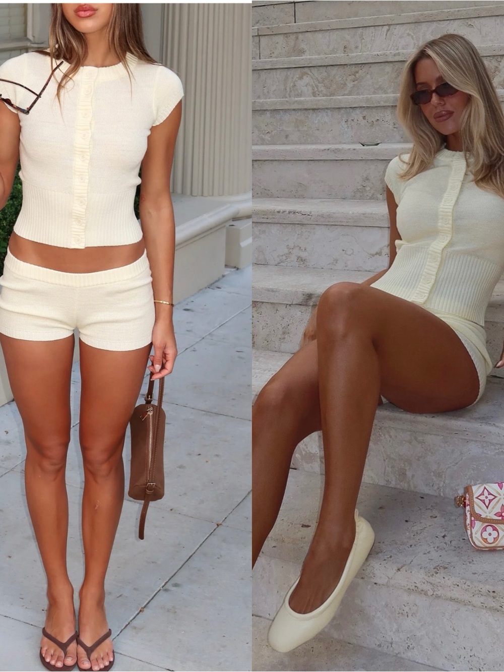 SET*White Fox Boutique Almost Love Knit Top & Shorts Lemon Small